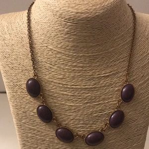 Necklace purple gold tone 19” faux stone gold chain bezel setting minimalist